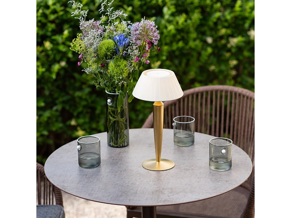 Lampe de table rechargeable tactile à LED Flaminia Zafferano - Design classique sans fil, dorée