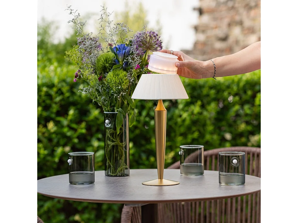 Lampe de table rechargeable tactile à LED Flaminia Zafferano - Design classique sans fil, dorée