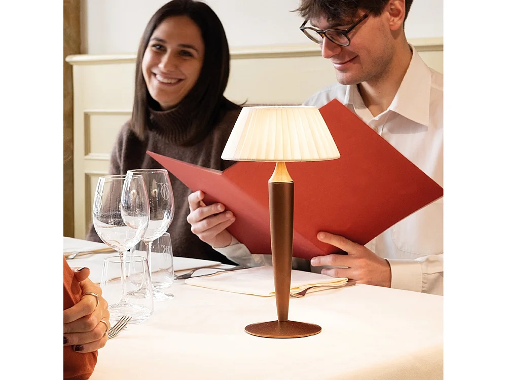 Flaminia Zafferano Lâmpada de Mesa Recarregável Led Touch - Design Clássico Sem Fio Bronze