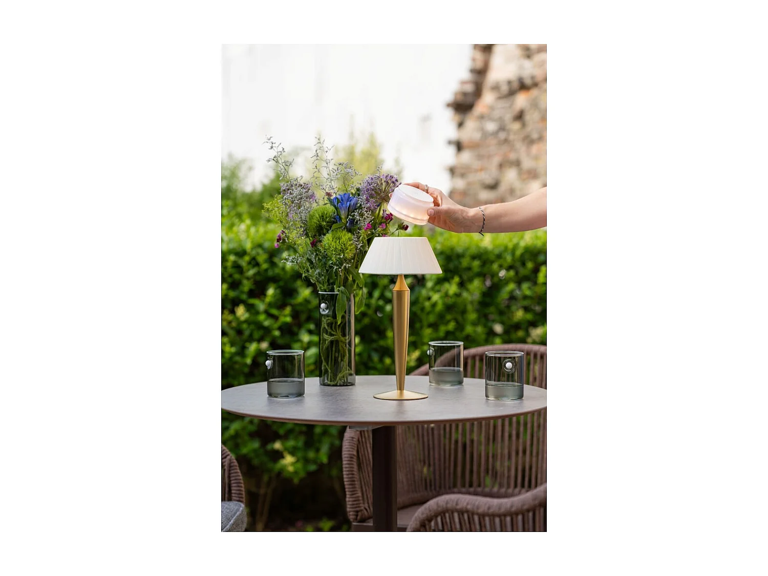 Flaminia Zafferano Lâmpada de Mesa Recarregável Led Touch - Design Clássico Sem Fio Bronze