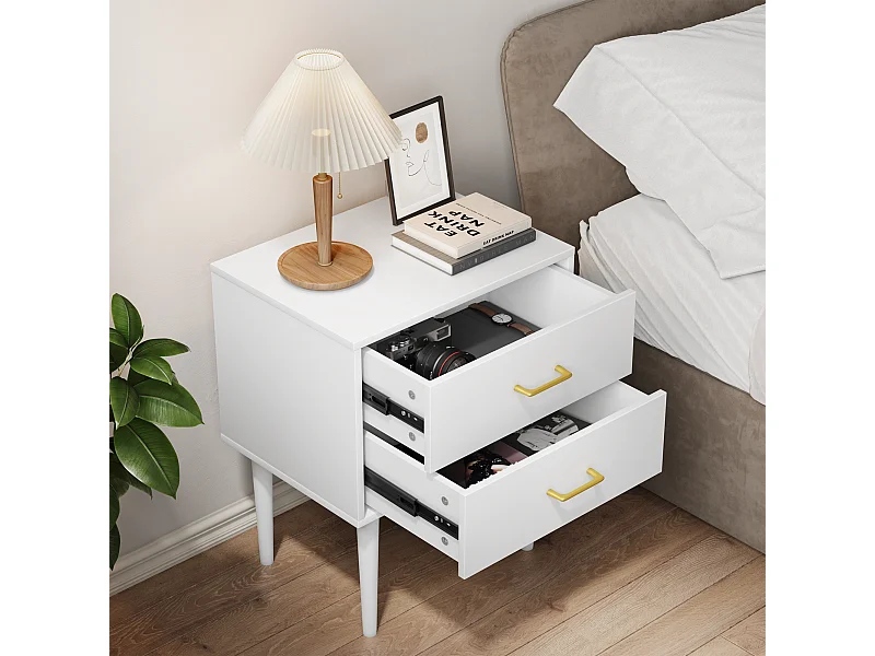 Table de chevet blanche avec 2 tiroirs,table de chevet de chambre,table de chevet moderne