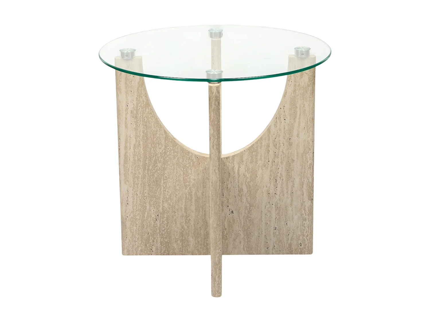 Table D'appoint Ronde Verre Pietra D45cm Blanc, Beige