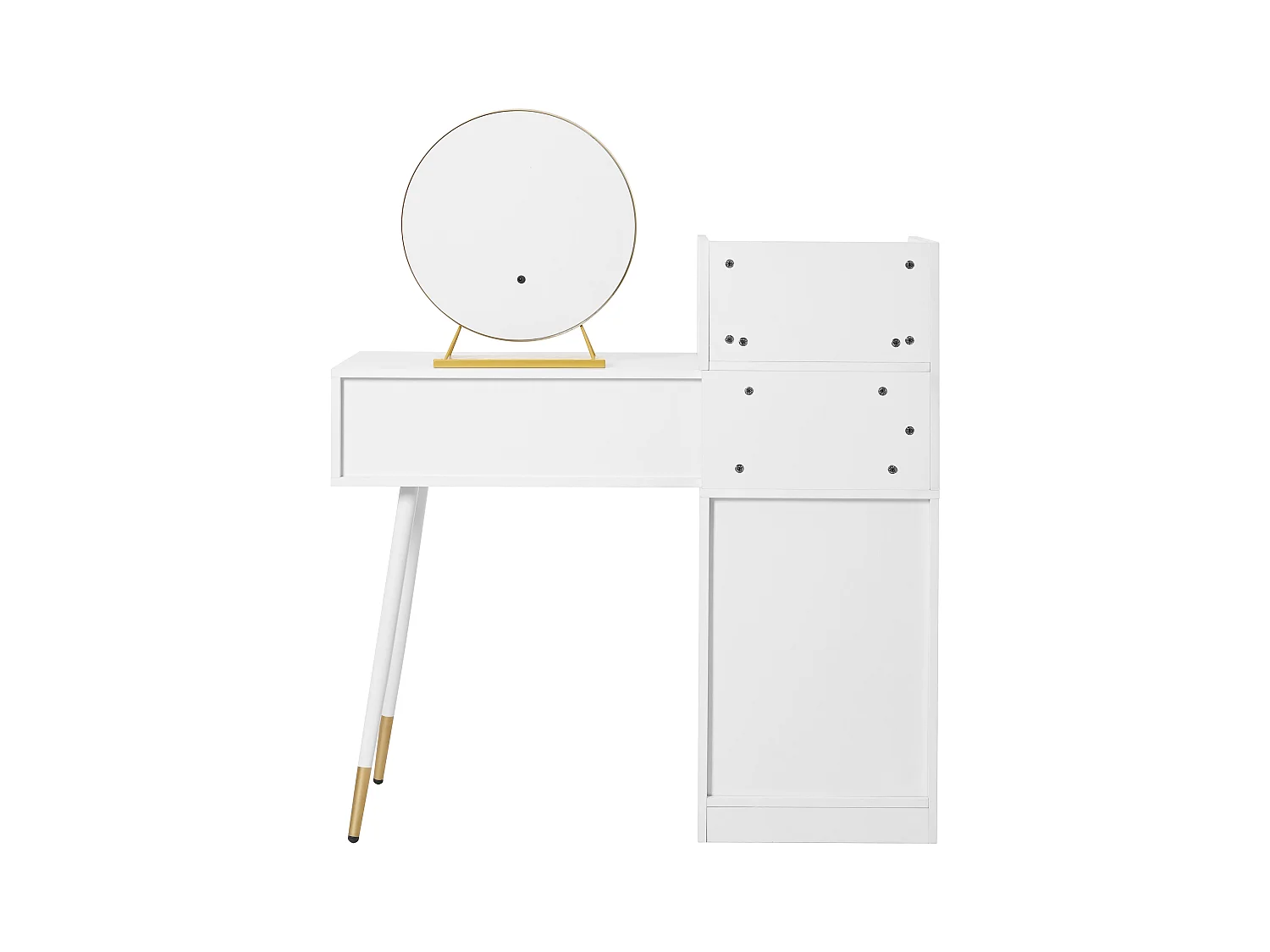 Coiffeuse avec plateau extensible,6 tiroirs et poignées dorées,miroir LED avec lumière