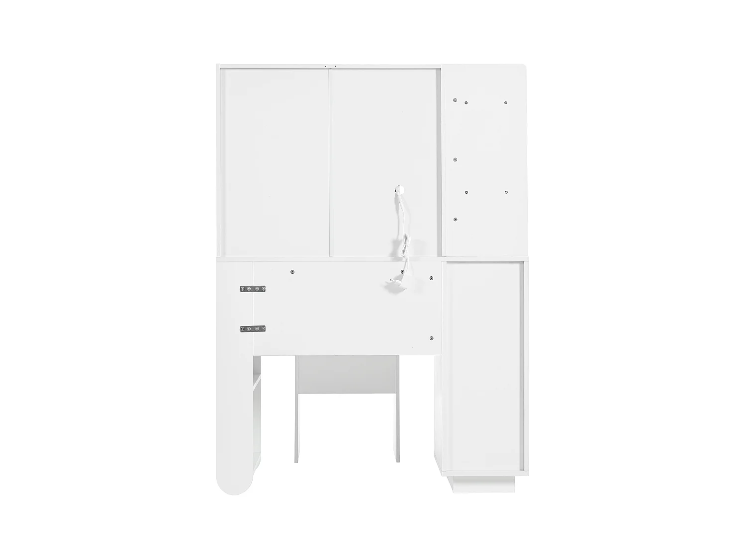 Verlichte kaptafel met spiegel en kruk - Kaptafel met lades en open plank