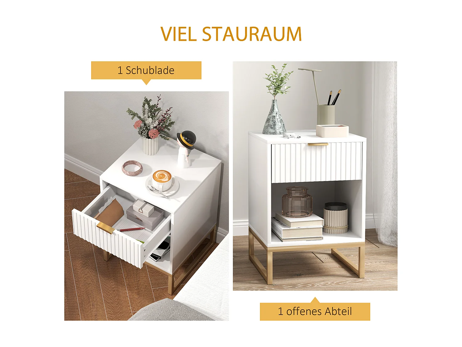 Nachttisch mit Schubladen, mit Stauraum, Nachttisch für Schlafzimmer, Wohnzimmer