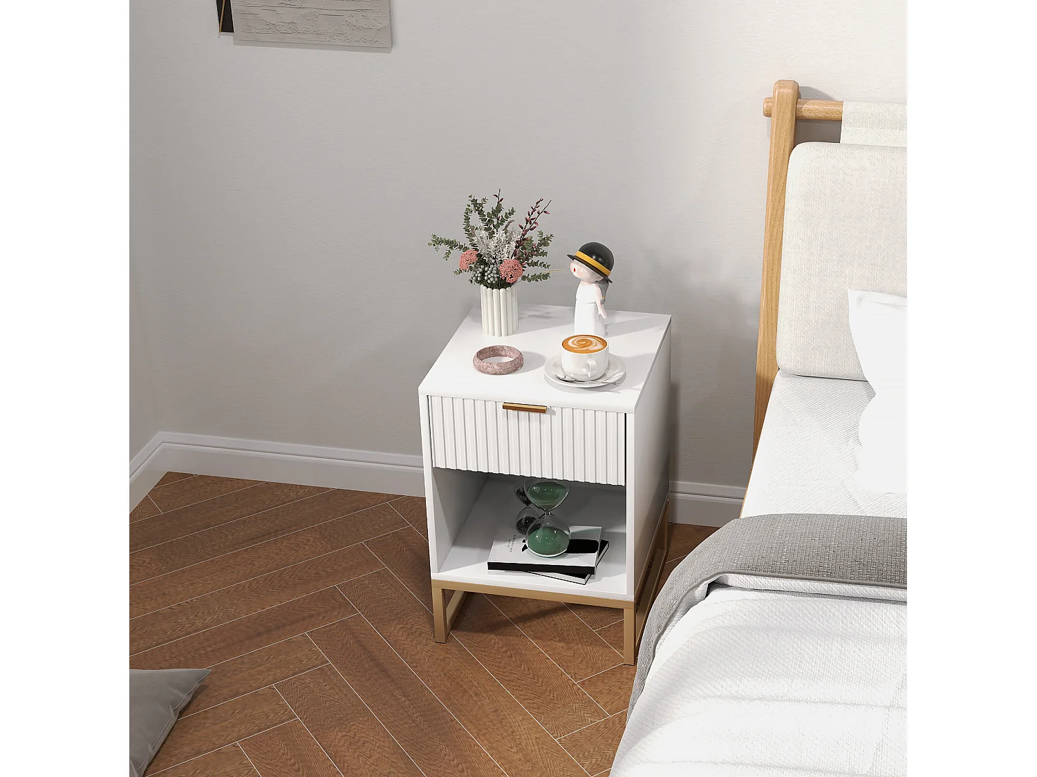 Nachttisch mit Schubladen, mit Stauraum, Nachttisch für Schlafzimmer, Wohnzimmer