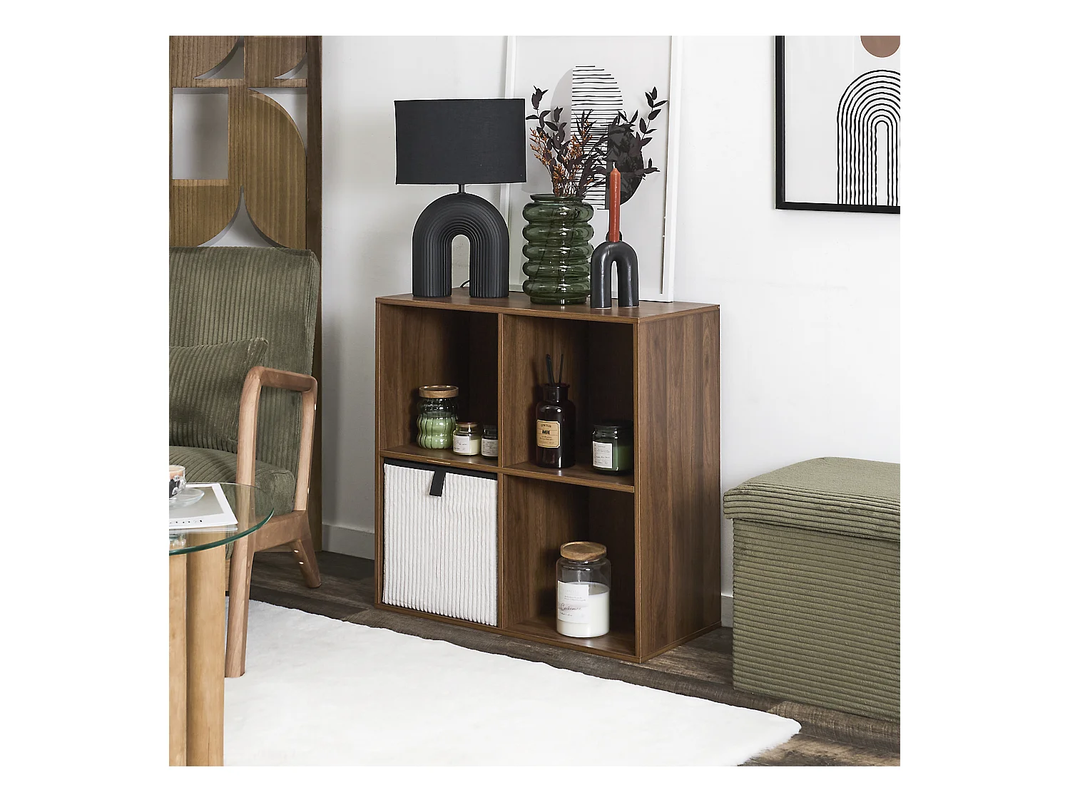 Rangement Modulable 4 Cases Tiffany Marron