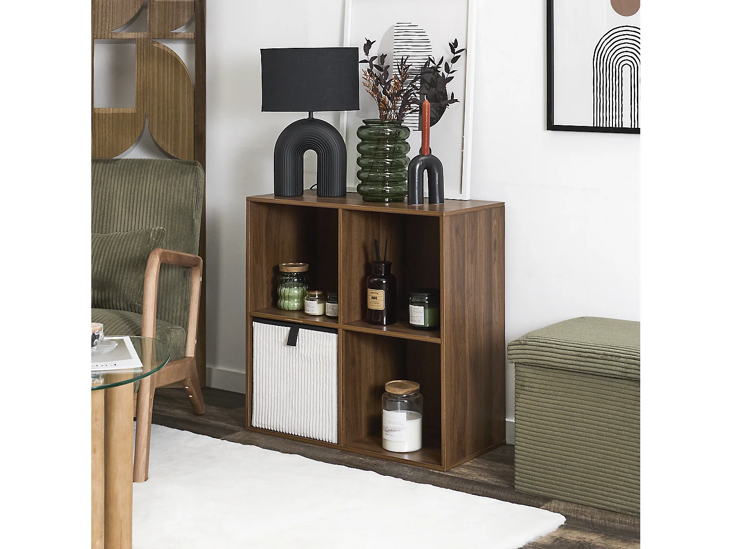 Rangement Modulable 4 Cases Tiffany Marron