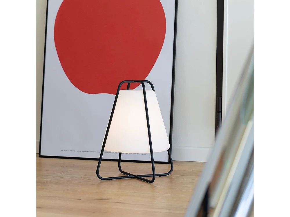 Lâmpada LED recarregável Teepee Zafferano - Toque, IP65 para ambientes internos e externos, design moderno, sem fio, preta