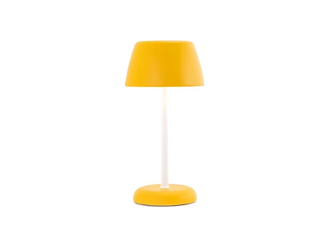 Trilli Wi-Fi Smart Lampe in Safran - Wiederaufladbare LED, Touch, Wi-Fi-App, Weiß und Ocker verzierte Keramik
