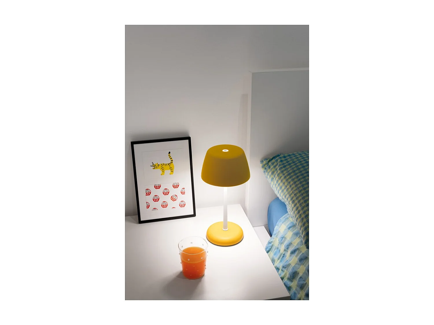 Smart Lamp Trilli Wi-Fi Zafferano - Oplaadbare LED, Touch, Wi-Fi App, Wit en Oker Gedecoreerd Keramiek