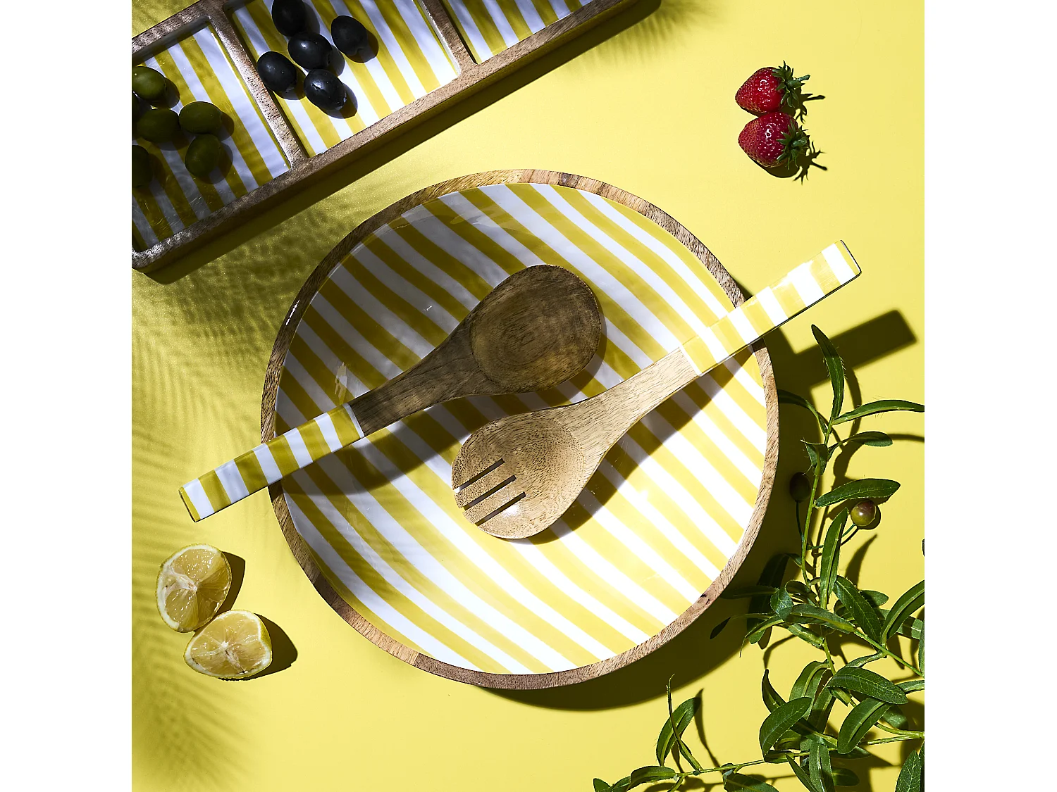 Saladier Manguier Dolce Vita Jaune D33cm Jaune, Blanc