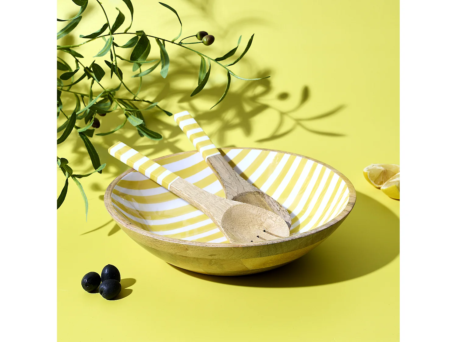 Saladier Manguier Dolce Vita Jaune D33cm Jaune, Blanc