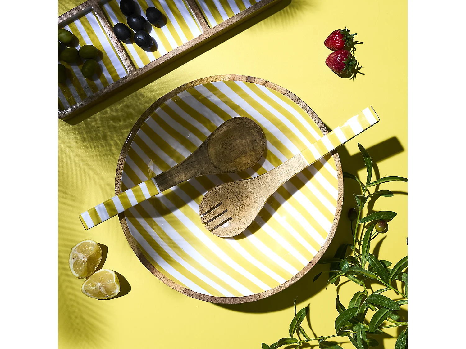 Couvert A Salade Manguier Dolce Vita Jaune Jaune, Blanc