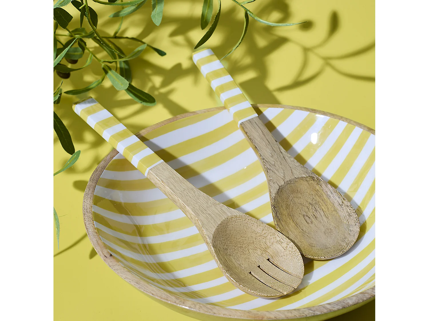 Couvert A Salade Manguier Dolce Vita Jaune Jaune, Blanc