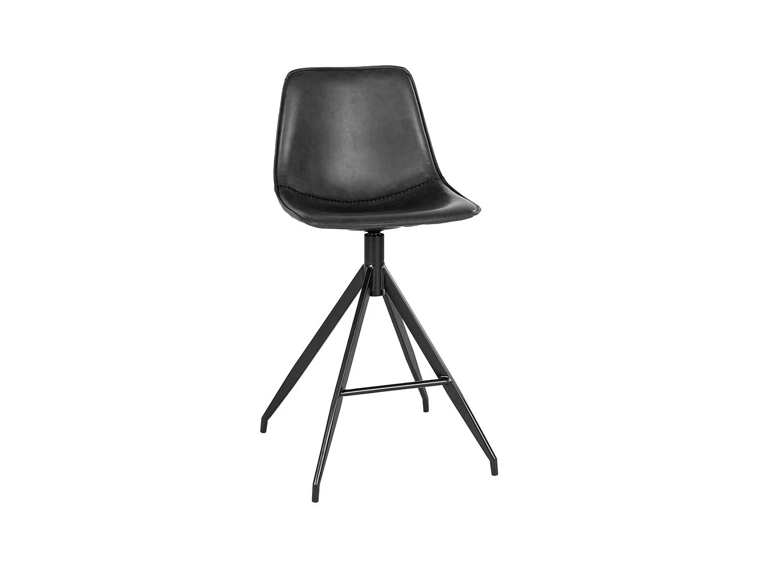 Silla de mostrador de cuero sintético negro con pies negros