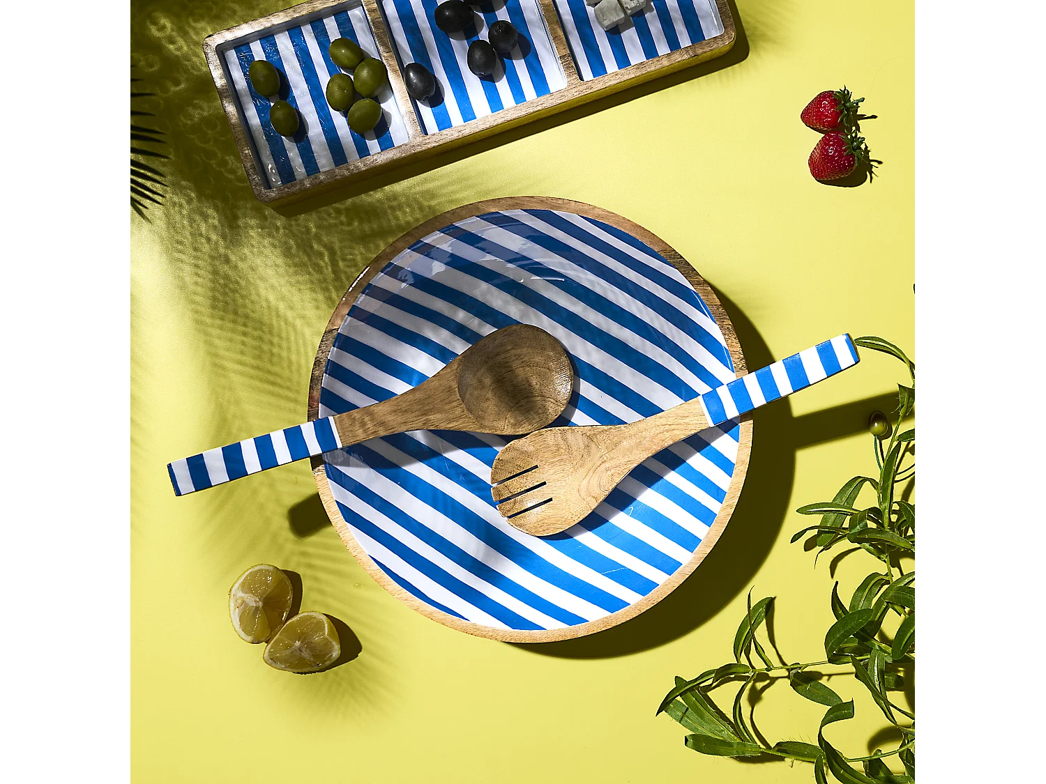 Couvert A Salade Manguier Dolce Vita Bleu Bleu, Blanc