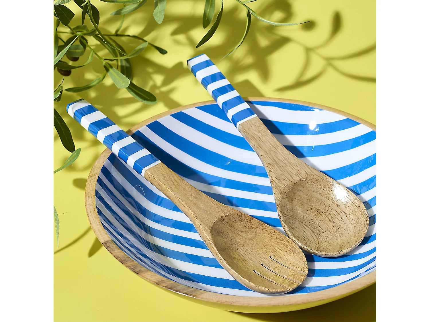 Couvert A Salade Manguier Dolce Vita Bleu Bleu, Blanc