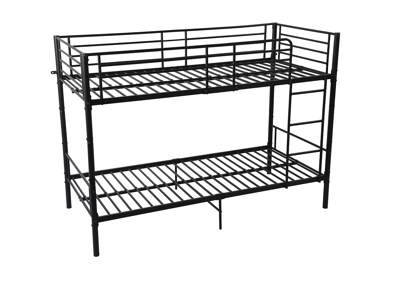 Lits Superposés de Style Industriel avec Échelle - Noir, Lit Double Superposé pour Enfants
