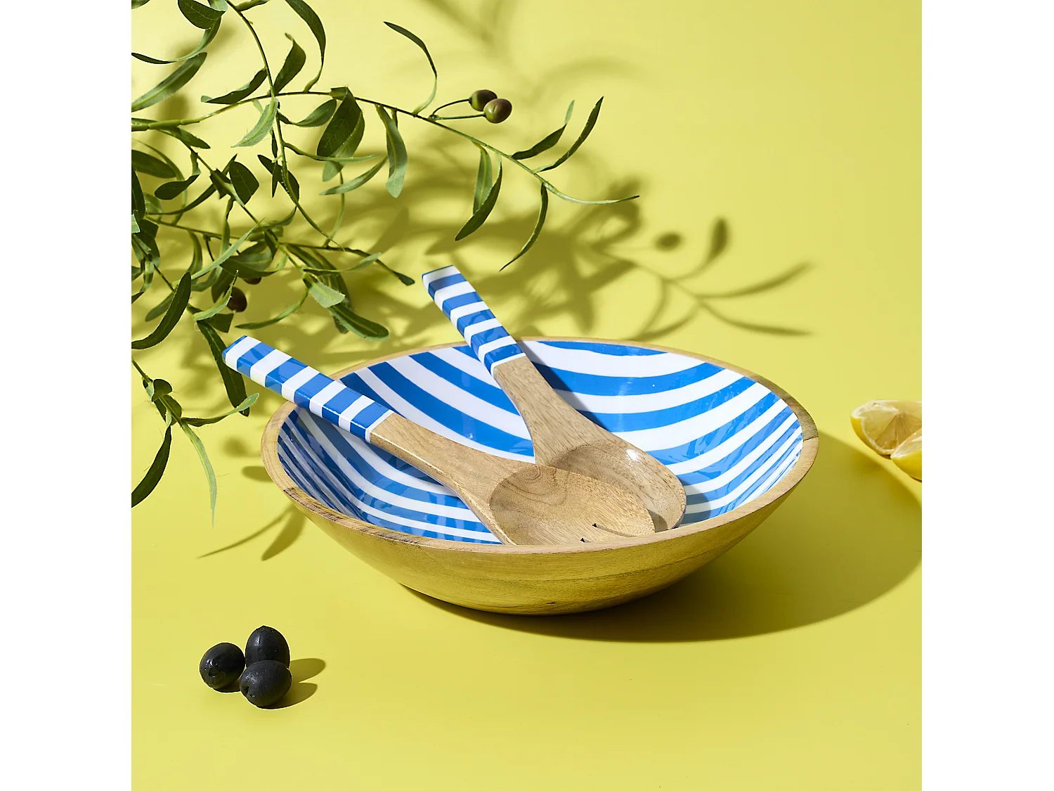 Saladier Manguier Dolce Vita Bleu D33cm Bleu, Blanc