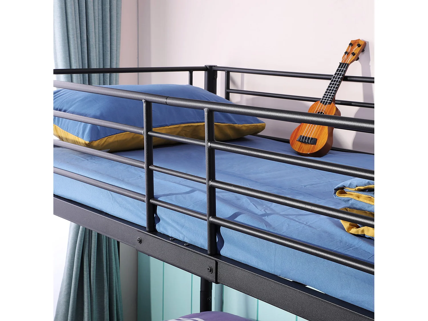 Lits Superposés en Métal avec Échelle - Noir, Lit Double Superposé pour Enfants, Cadre Métallique Durable et Confortable