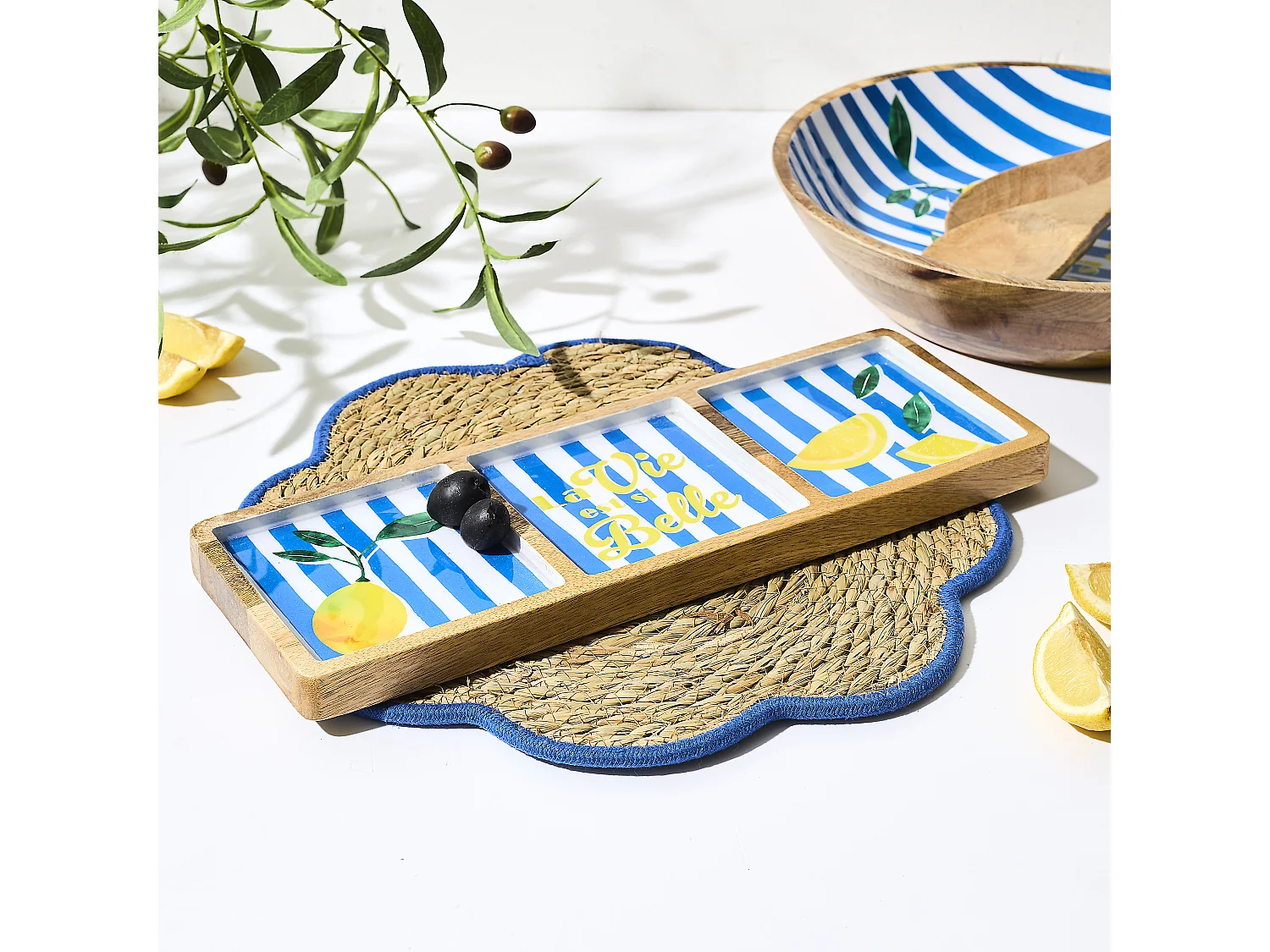 Planche Compartiments - HOME DECO FACTORY - Dolce Vita - Manguier - Bleu
