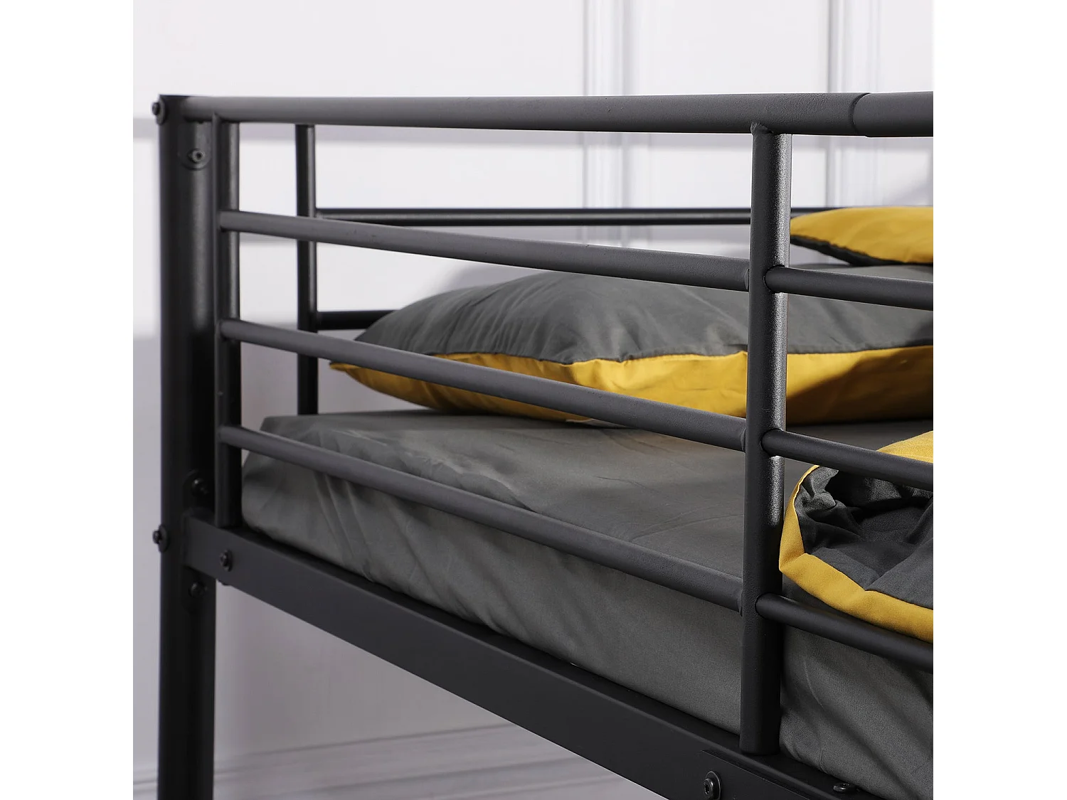 Lits Superposés de Style Industriel avec Échelle - Noir, Lit Double Superposé pour Adultes, Design Moderne