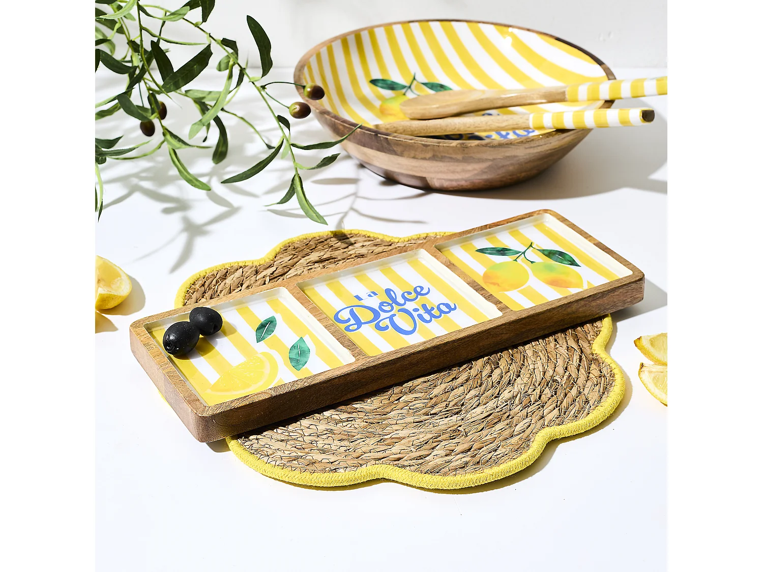 Planche Compartiments Manguier Dolce Vita Jaune Jaune, Blanc