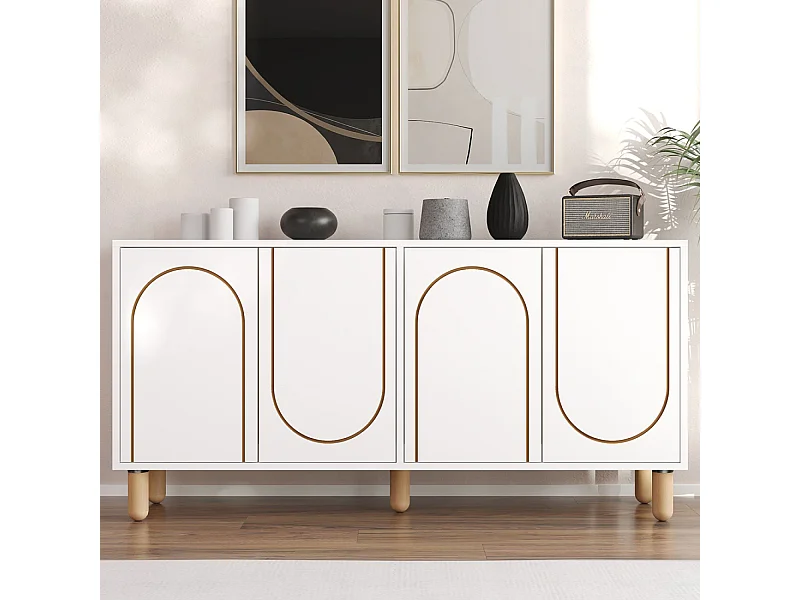 Grafikdesign Buffet Weiß 4 Türen 150x73cm VIRET