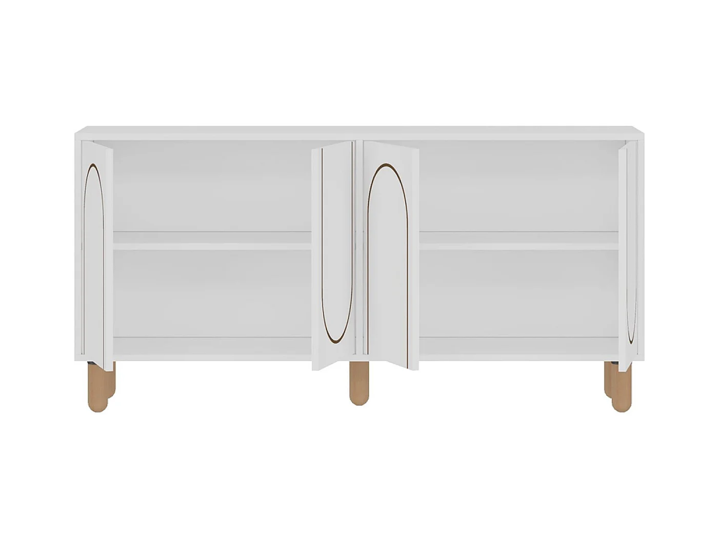 Buffet 4 portes blanc design graphique 150x73cm VIRET