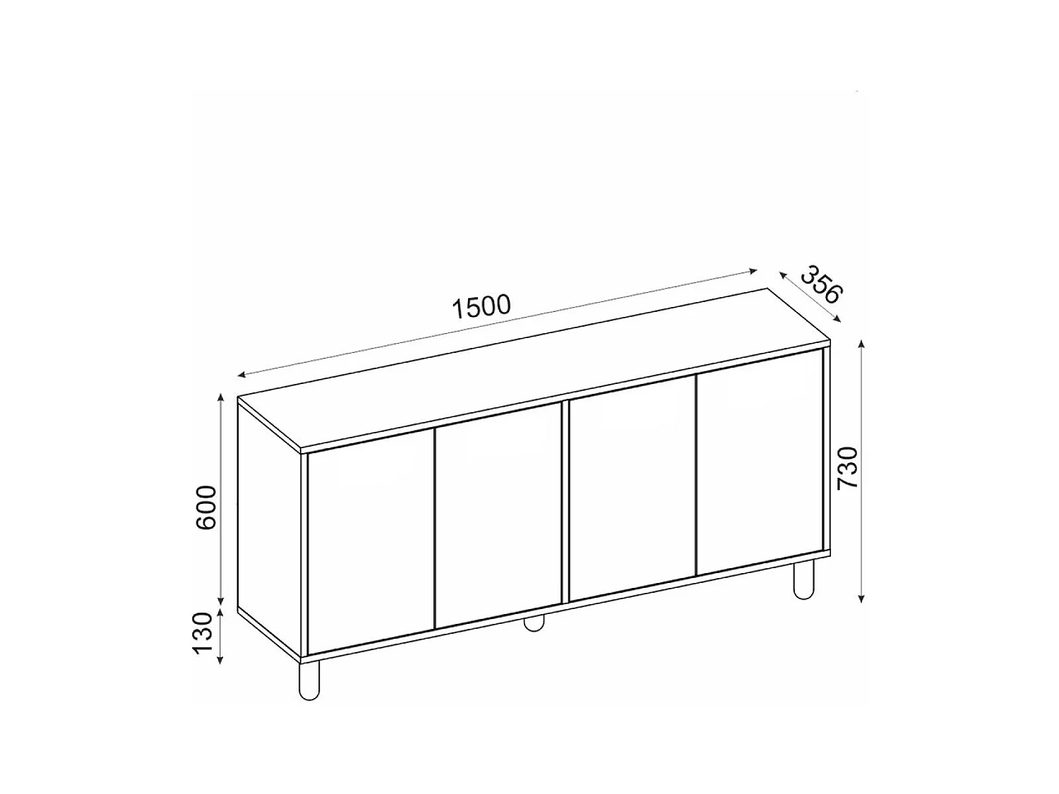 Buffet 4 portes blanc design graphique 150x73cm VIRET