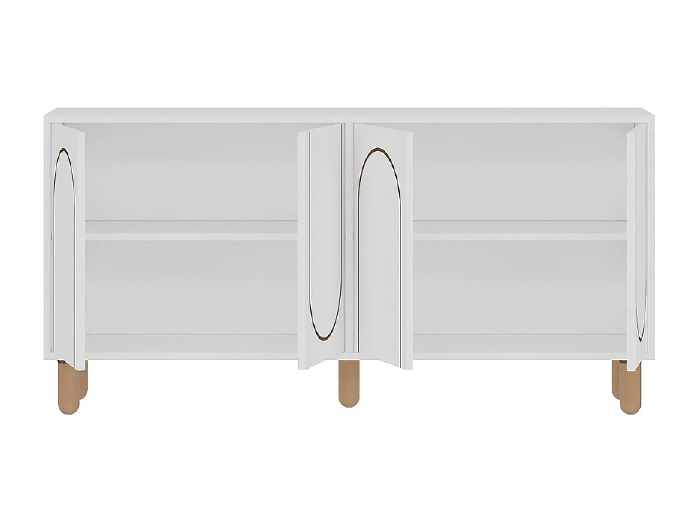 Buffet 4 portes blanc design graphique 150x73cm VIRET