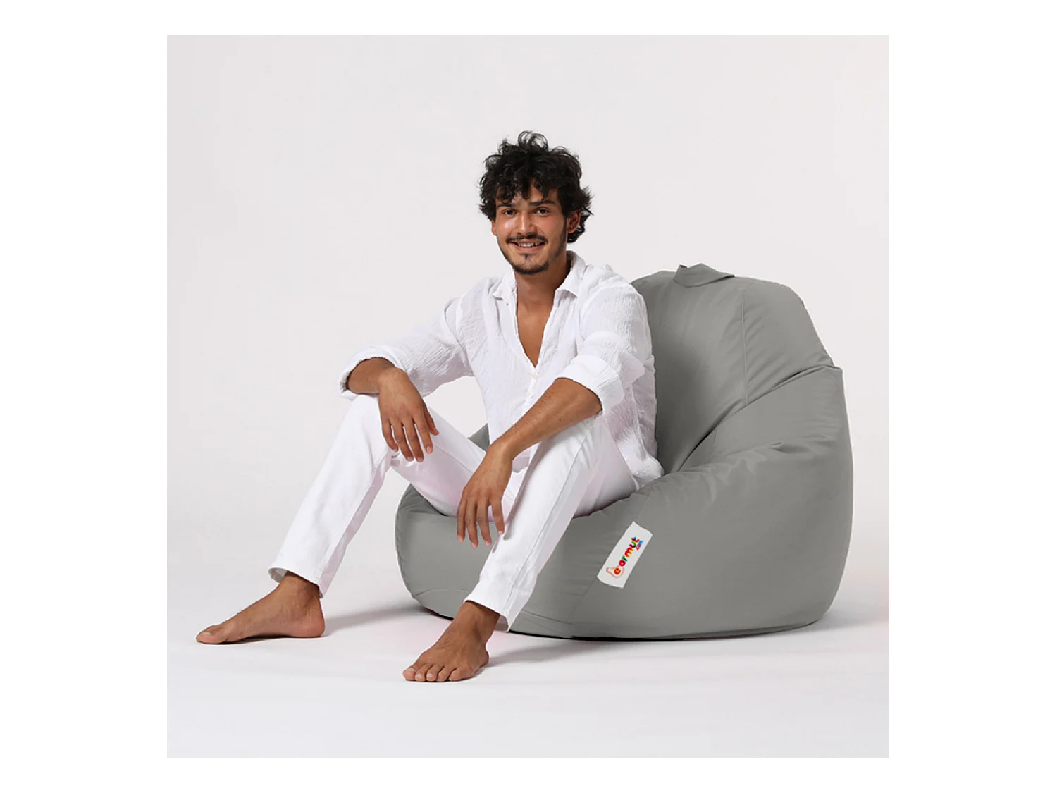 Pouf poire d'extérieur 130x115cm gris OHAU