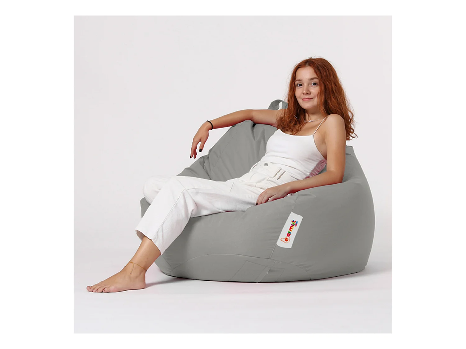 Pouf poire d'extérieur 130x115cm gris OHAU