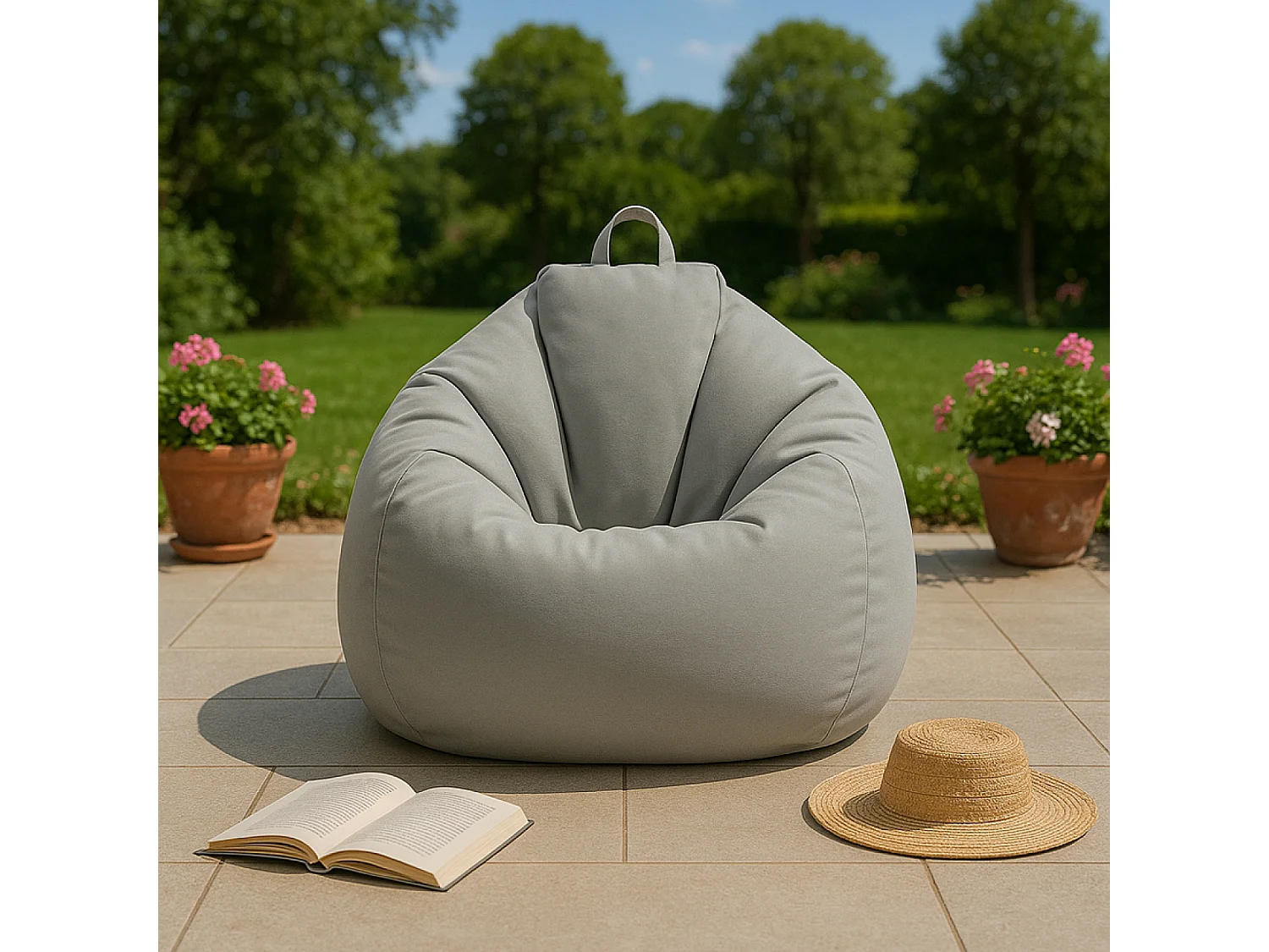 Pouf poire d'extérieur 130x115cm gris OHAU