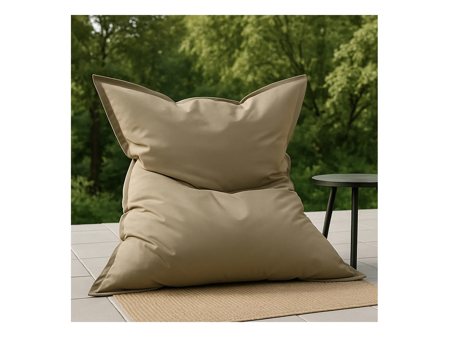 Pouf rectangulaire d'extérieur XXL 180x140cm taupe MOKU