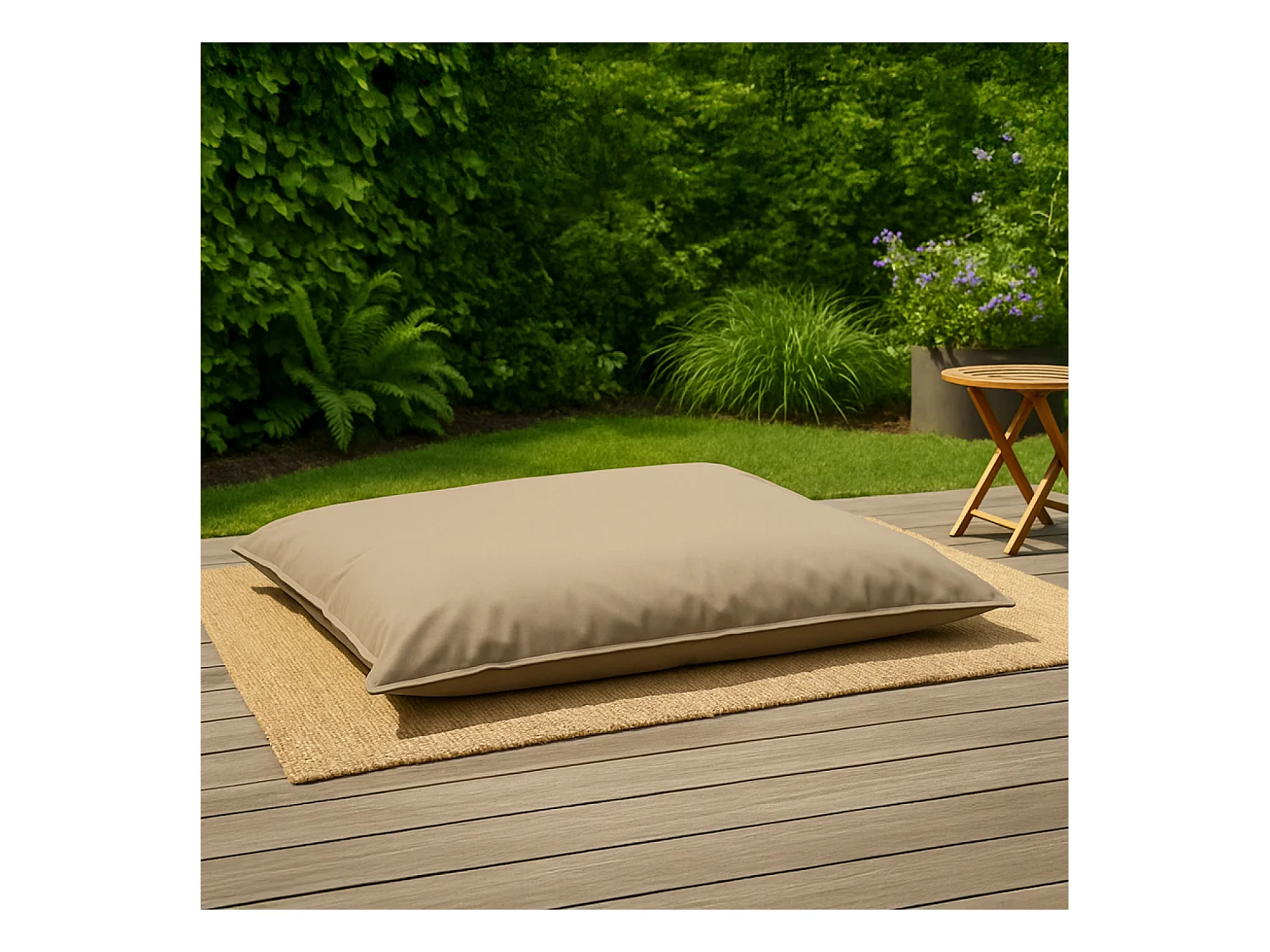 Pouf rectangulaire d'extérieur XXL 180x140cm taupe MOKU