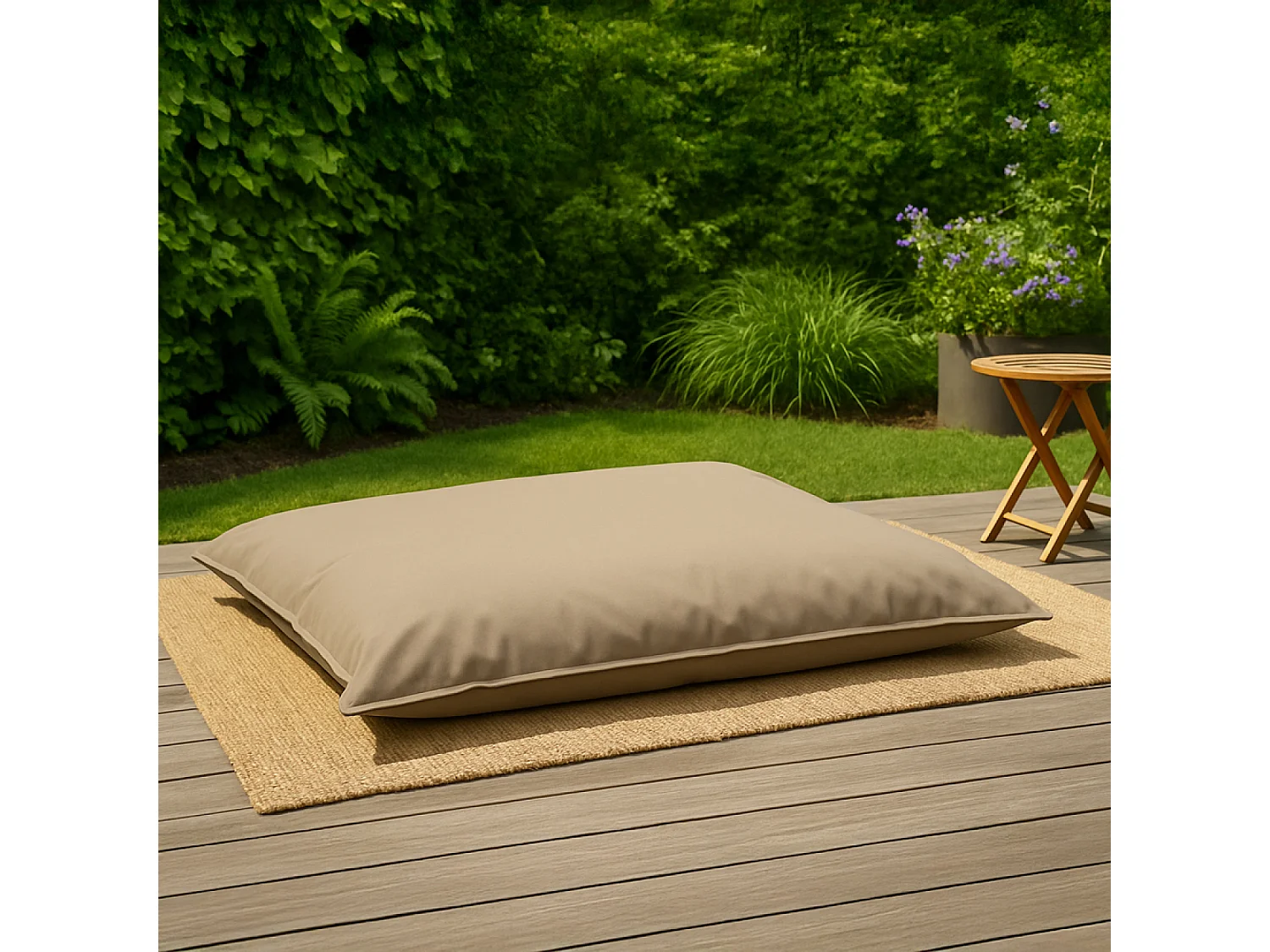 Buitenpuff XXL 180x140cm Taupe MOKU Comfortabel en Duurzaam