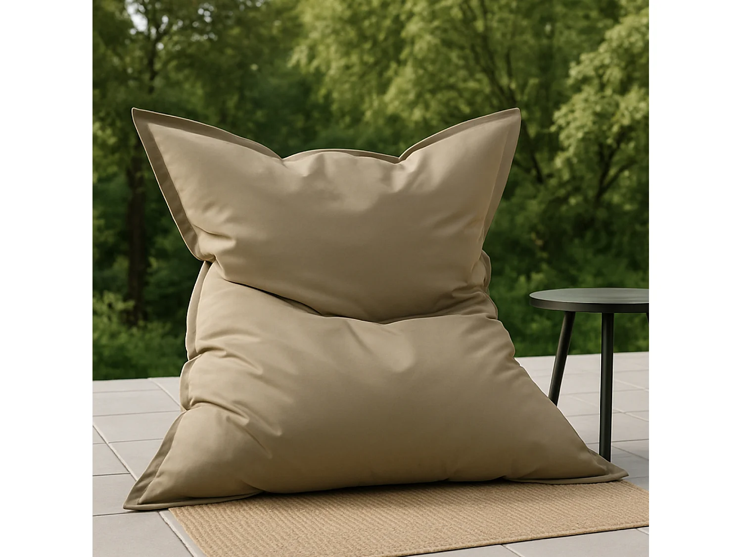 Pouf rectangulaire d'extérieur XXL 180x140cm taupe MOKU