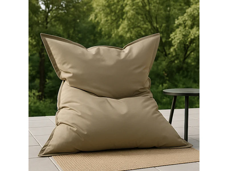 Pouf rectangulaire d'extérieur XXL 180x140cm taupe MOKU