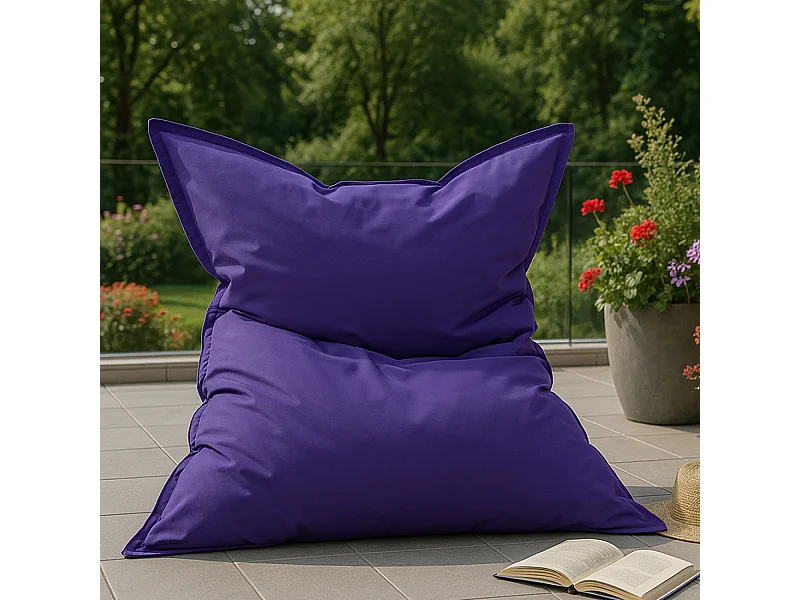 Pouf rectangulaire d'extérieur XXL 180x140cm violet MOKU