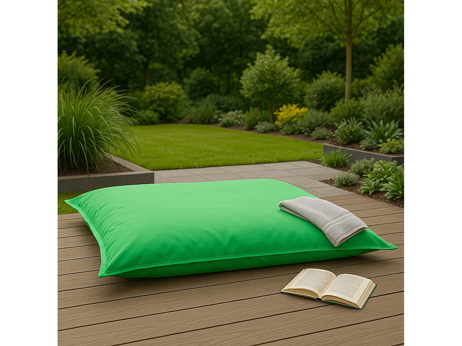Pouf rectangulaire d'extérieur XXL 180x140cm vert MOKU