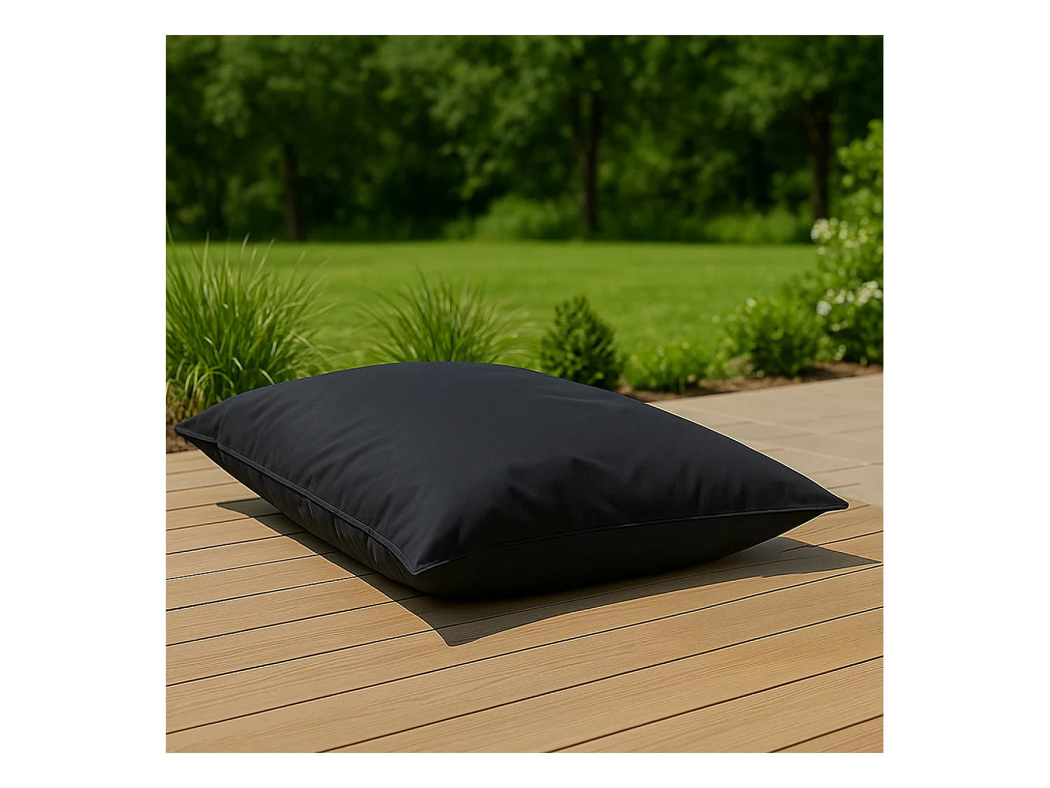 Pouf rectangulaire d'extérieur XXL 180x140cm noir MOKU