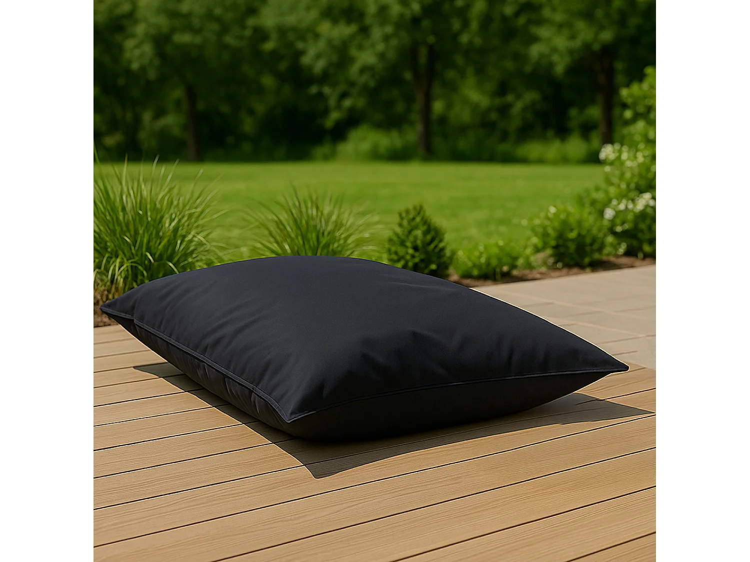 Pouf rectangulaire d'extérieur XXL 180x140cm noir MOKU