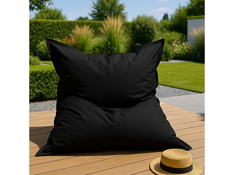 XXL Zwarte Outdoor Poef 180x140cm - Comfortabel, duurzaam, ideaal om met z'n tweeën te ontspannen