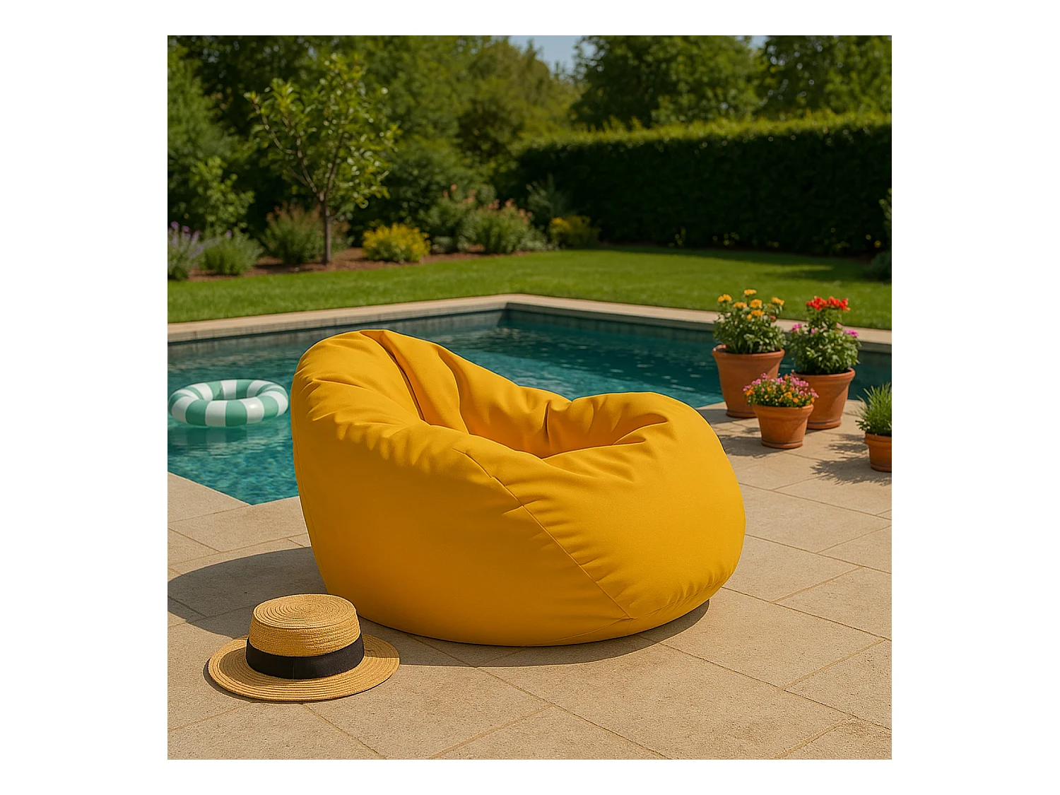 Pouf poire d'extérieur 130x115cm jaune OHAU