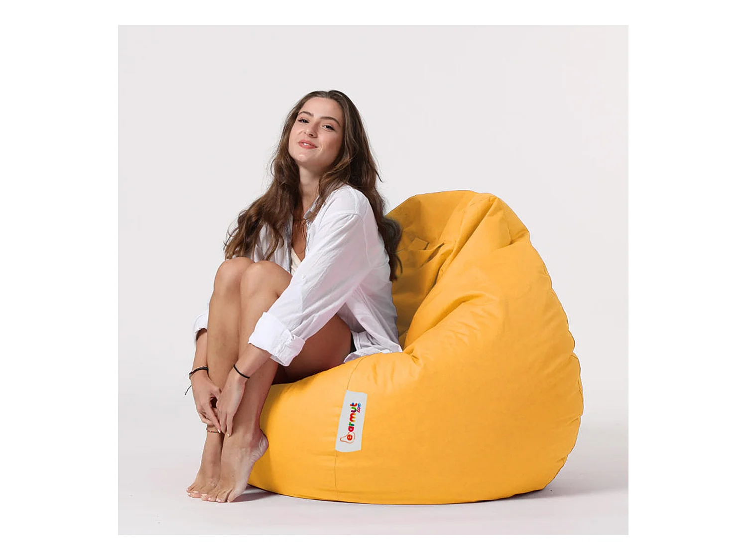 Pouf poire d'extérieur 130x115cm jaune OHAU