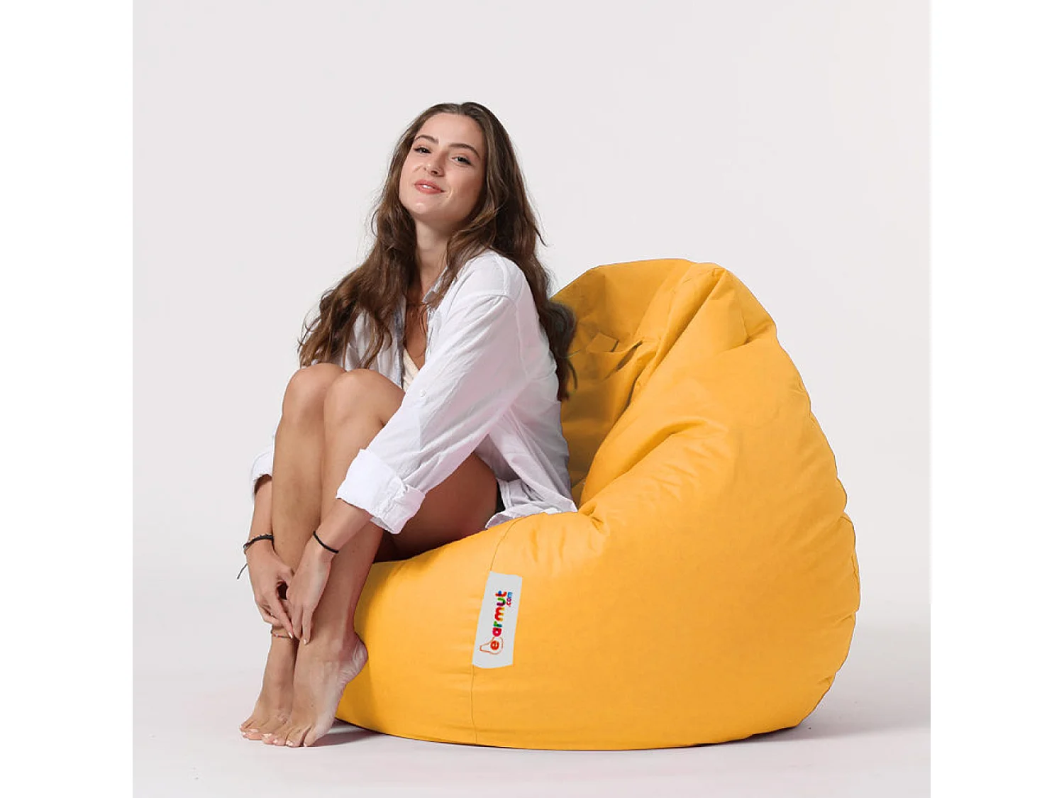 Pouf poire d'extérieur 130x115cm jaune OHAU