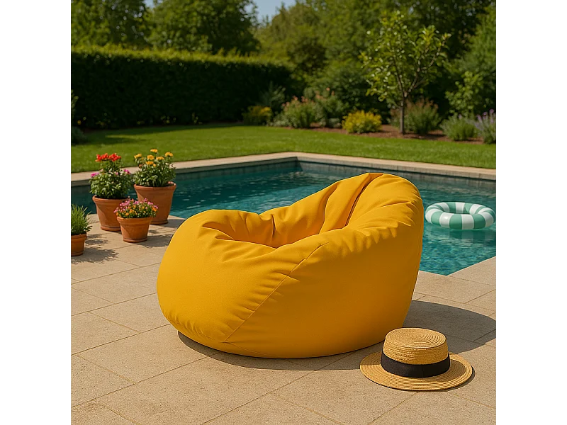 Pouf a pera da esterno giallo 130x115cm OHAU - Comodo, resistente, leggero e facile da mantenere