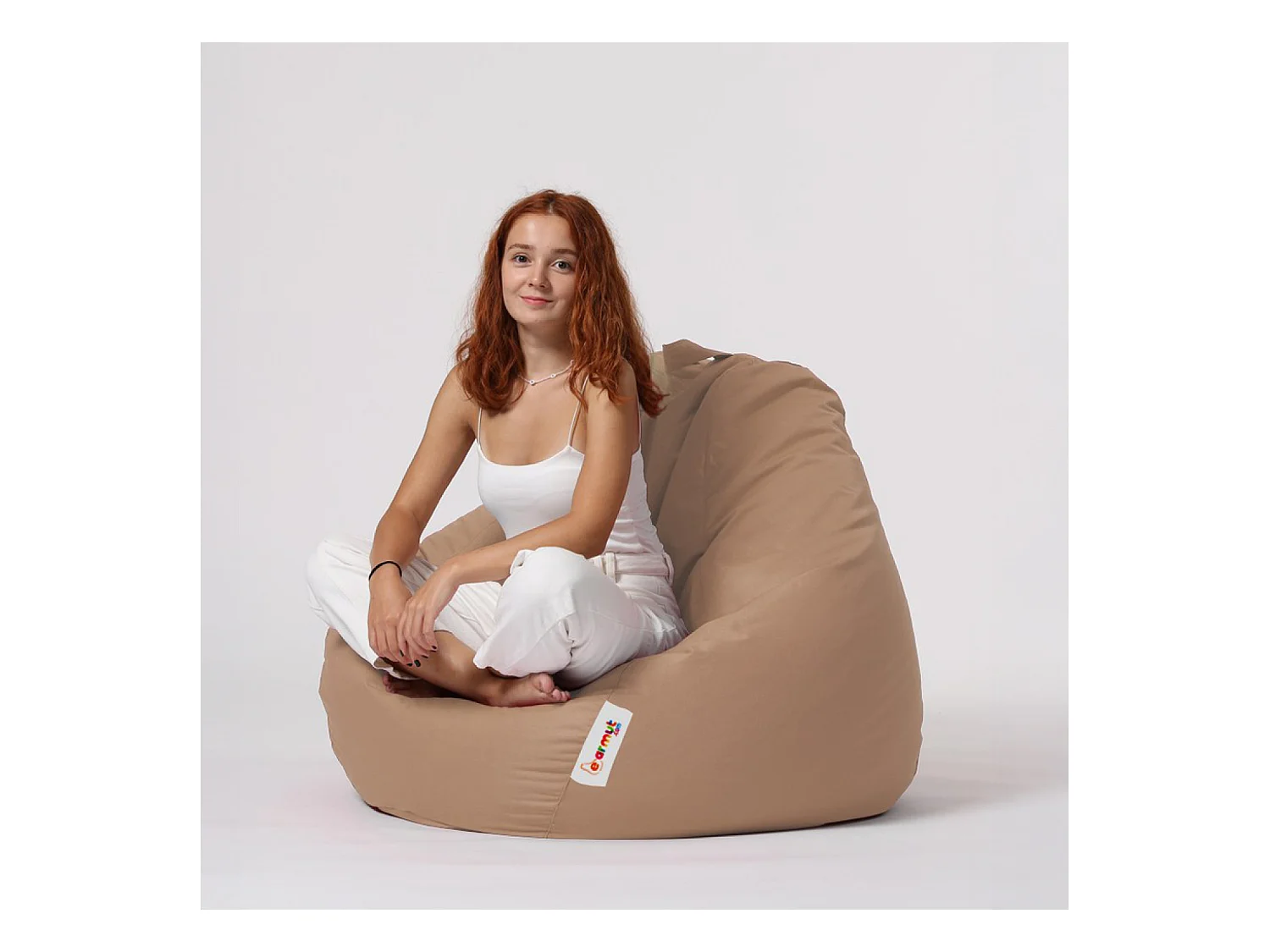 Pouf poire d'extérieur 130x115cm taupe OHAU